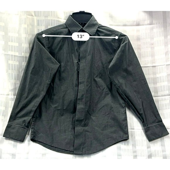 CHAPS, BOYS DRESS SHIRT, LONG SLEEVE, SIZE M (10-12), COLOR GRAY 0.BUTTON DOWN - Picture 3 of 11